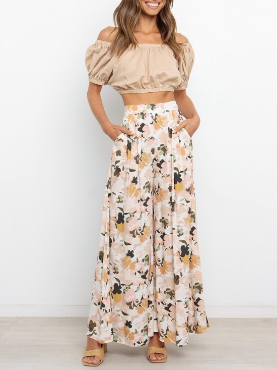 Petal & Pup Pants - Petal & Pup Lessie Pants in Blush Floral Wide Leg High Waisted Size 0